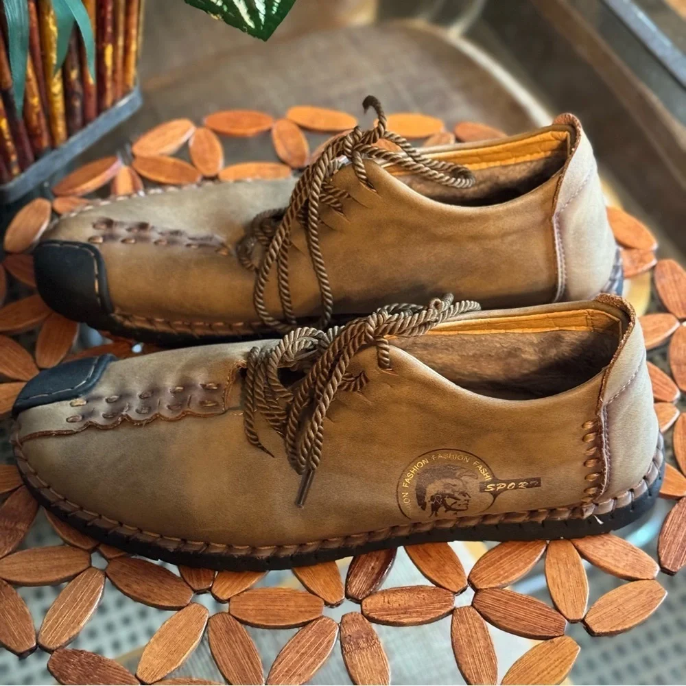 Fashion Sport Quality Men's Casual Split Leather Flat Loafer Moccasins Shoes